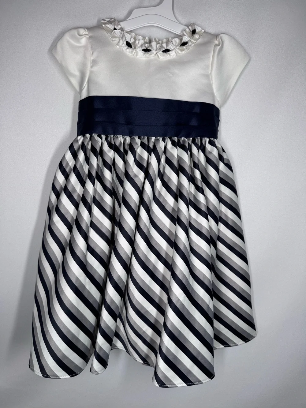 Darissa Toddler Girls Striped Satin Formal Party Dress - Size 2T